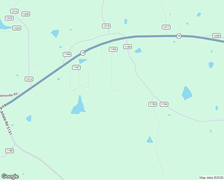 map of restaurants, bars, coffee shops, grocery stores, and more near County Road 1163 in Kosciusko