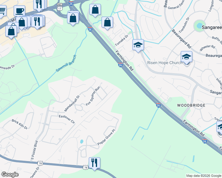 map of restaurants, bars, coffee shops, grocery stores, and more near 309 Edinburgh Street in Summerville