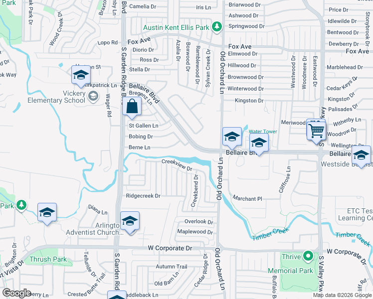 map of restaurants, bars, coffee shops, grocery stores, and more near 1304 Bobing Drive in Lewisville