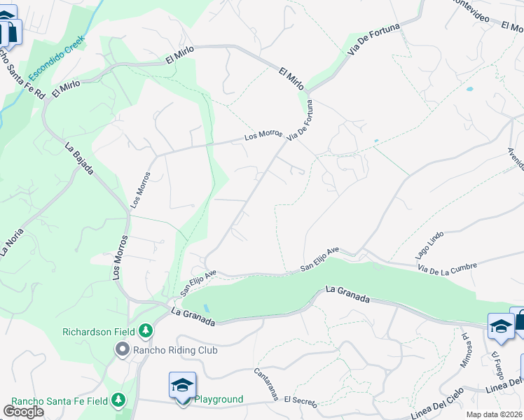 map of restaurants, bars, coffee shops, grocery stores, and more near 17445 Via De Fortuna in Rancho Santa Fe
