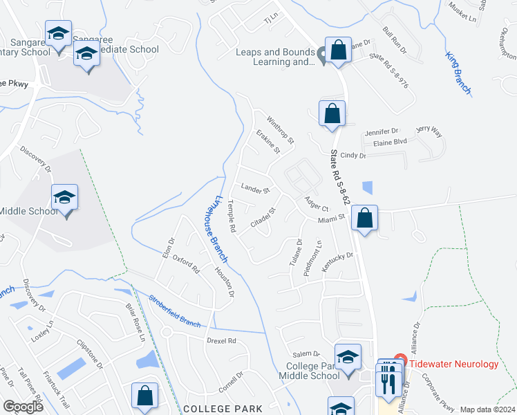 map of restaurants, bars, coffee shops, grocery stores, and more near 417 York Street in Ladson