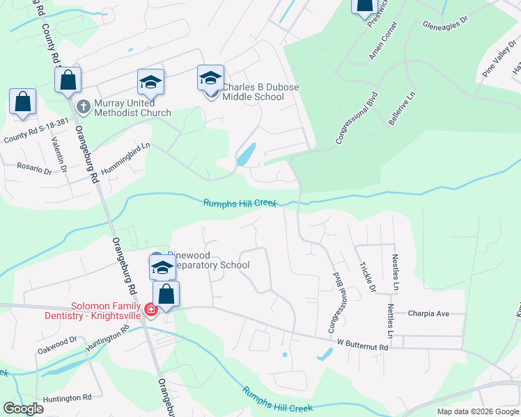 map of restaurants, bars, coffee shops, grocery stores, and more near 3004 Trotters Club Way in Summerville