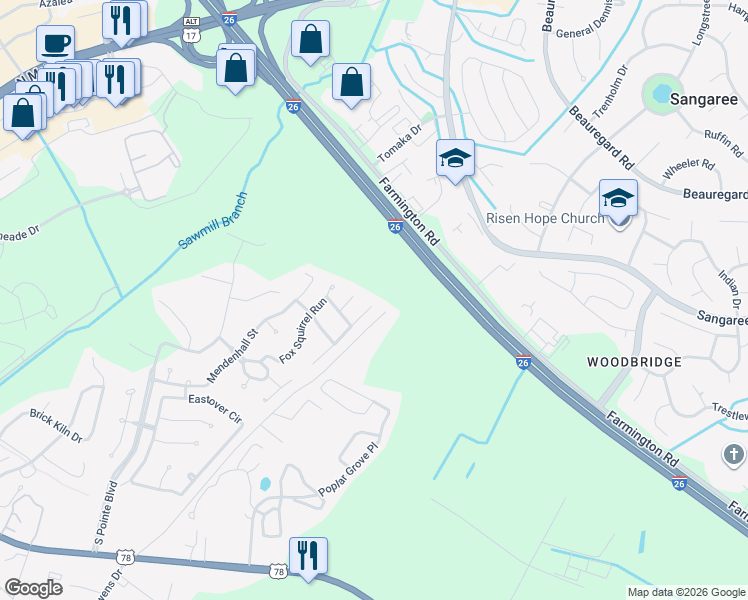map of restaurants, bars, coffee shops, grocery stores, and more near 309 Edinburgh Street in Summerville