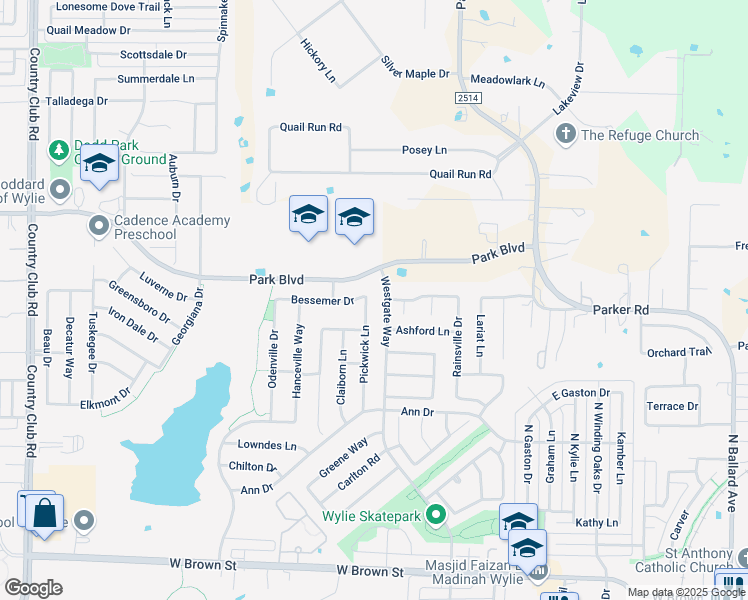 map of restaurants, bars, coffee shops, grocery stores, and more near 724 Cedar Bluff Drive in Wylie
