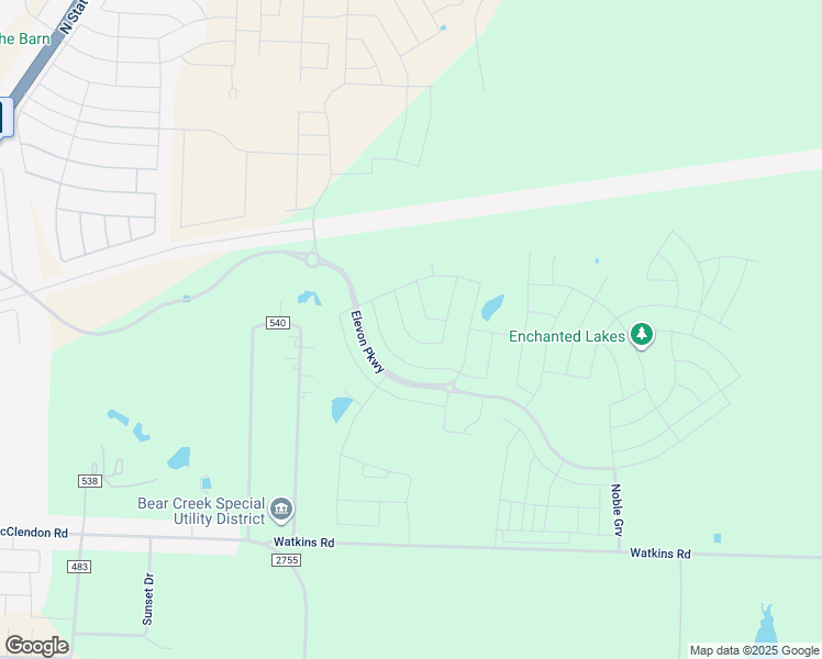 map of restaurants, bars, coffee shops, grocery stores, and more near 10035 County Road 540 in Lavon