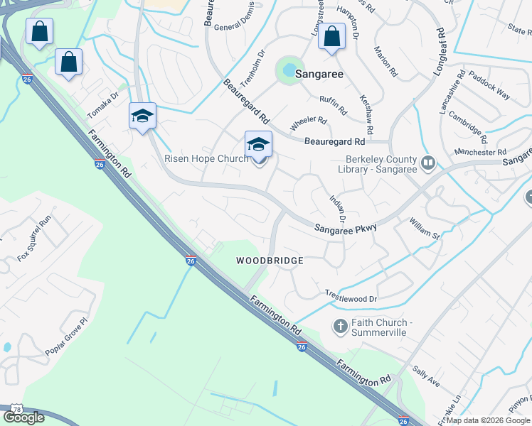 map of restaurants, bars, coffee shops, grocery stores, and more near 330 Courtney Round in Summerville