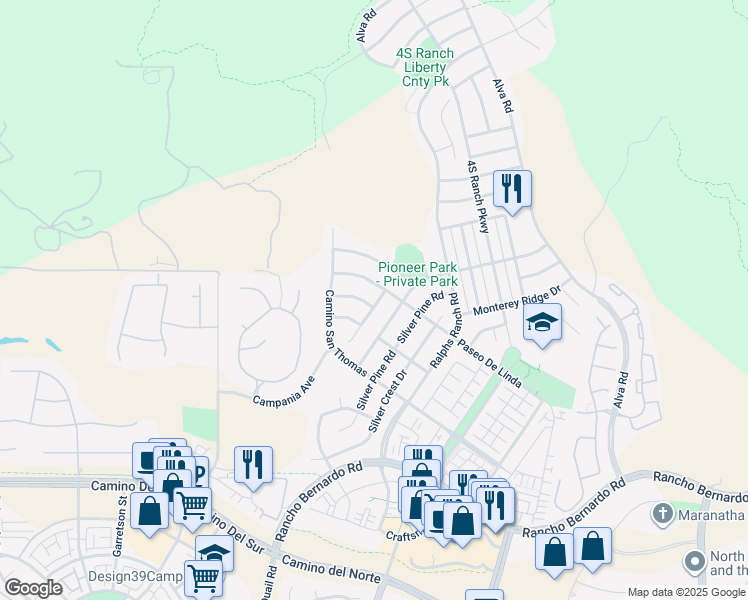 map of restaurants, bars, coffee shops, grocery stores, and more near 10270 Cassia Glen Drive in San Diego