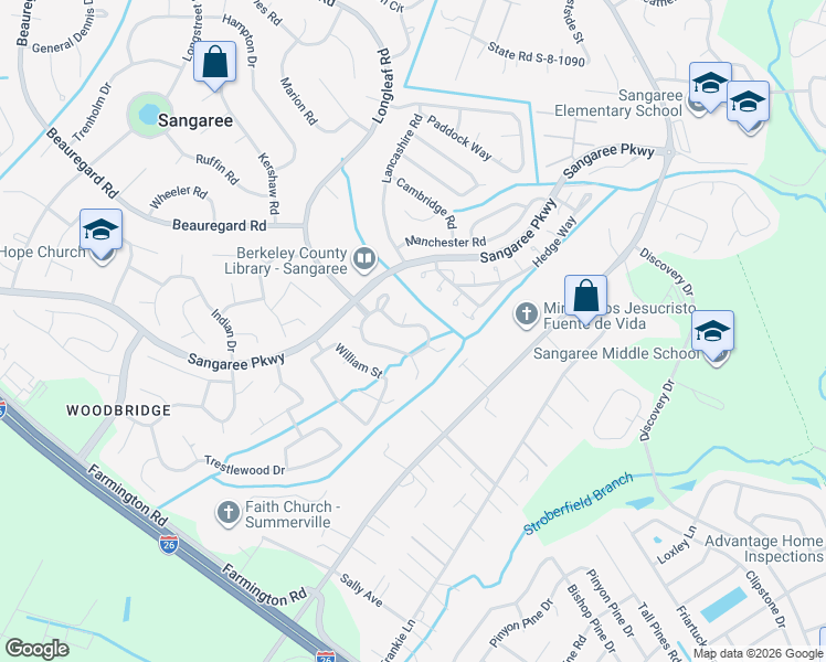 map of restaurants, bars, coffee shops, grocery stores, and more near 116 Traders Station Road in Summerville
