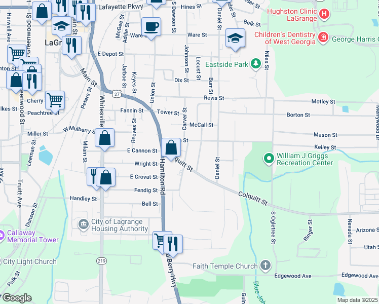 map of restaurants, bars, coffee shops, grocery stores, and more near 109 Mc Gregor Street in LaGrange