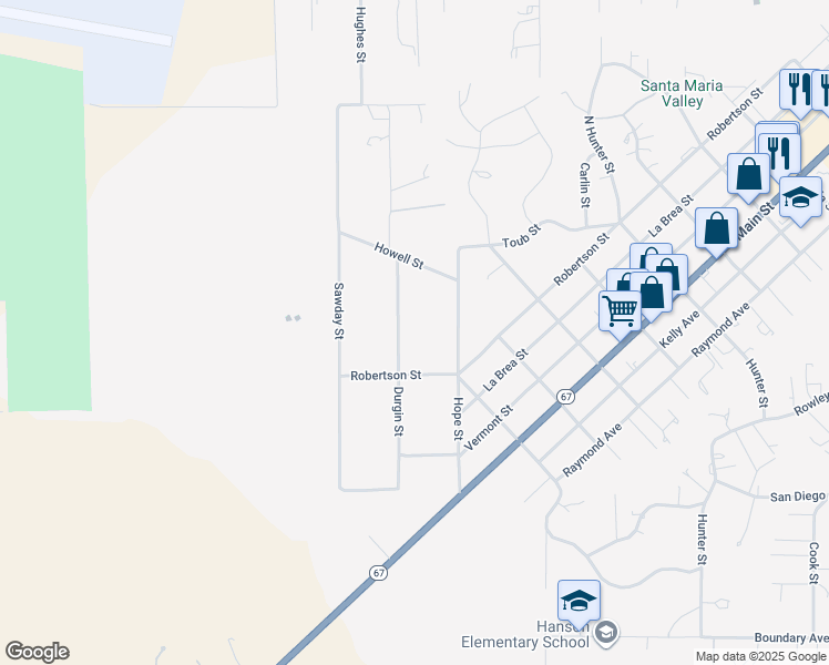 map of restaurants, bars, coffee shops, grocery stores, and more near 237 Durgin Street in Ramona