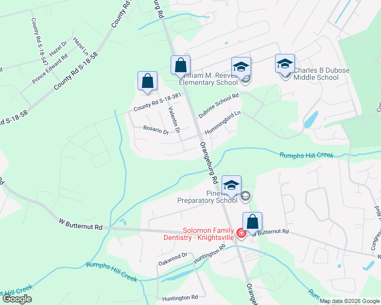 map of restaurants, bars, coffee shops, grocery stores, and more near 203 Curico Lane in Summerville