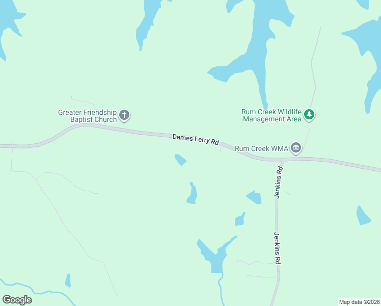 map of restaurants, bars, coffee shops, grocery stores, and more near 3275-3499 Dames Ferry Road in Forsyth