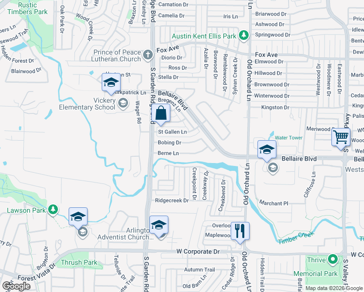 map of restaurants, bars, coffee shops, grocery stores, and more near 1428 Bobing Dr in Lewisville