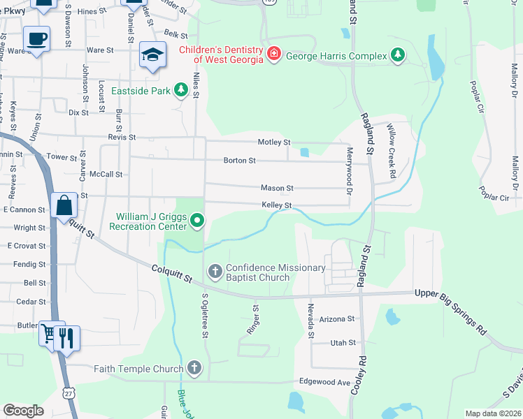 map of restaurants, bars, coffee shops, grocery stores, and more near 940 Kelley Street in LaGrange