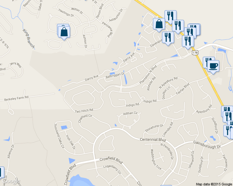 map of restaurants, bars, coffee shops, grocery stores, and more near 403 Indigo Rd in Goose Creek