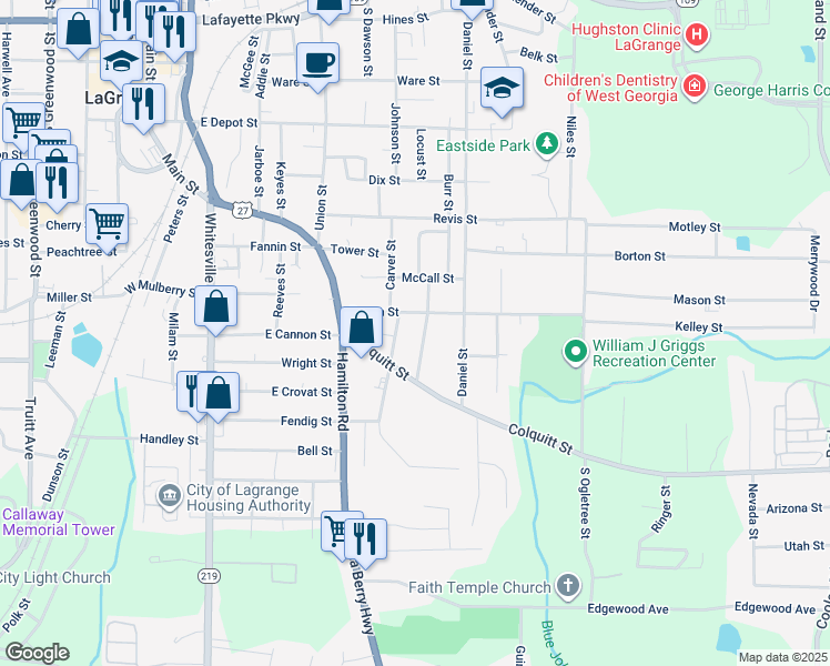map of restaurants, bars, coffee shops, grocery stores, and more near 109 Mc Gregor Street in LaGrange