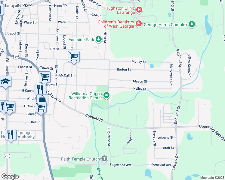 map of restaurants, bars, coffee shops, grocery stores, and more near 906 Kelley Street in LaGrange