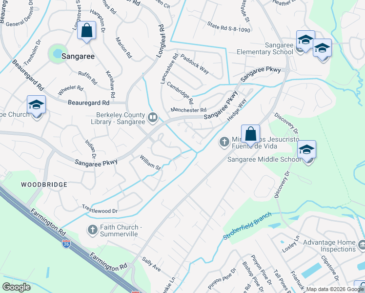 map of restaurants, bars, coffee shops, grocery stores, and more near 116 Traders Station Road in Summerville