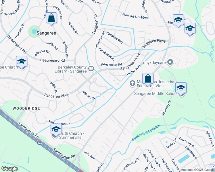 map of restaurants, bars, coffee shops, grocery stores, and more near 105 Traders Station Road in Summerville