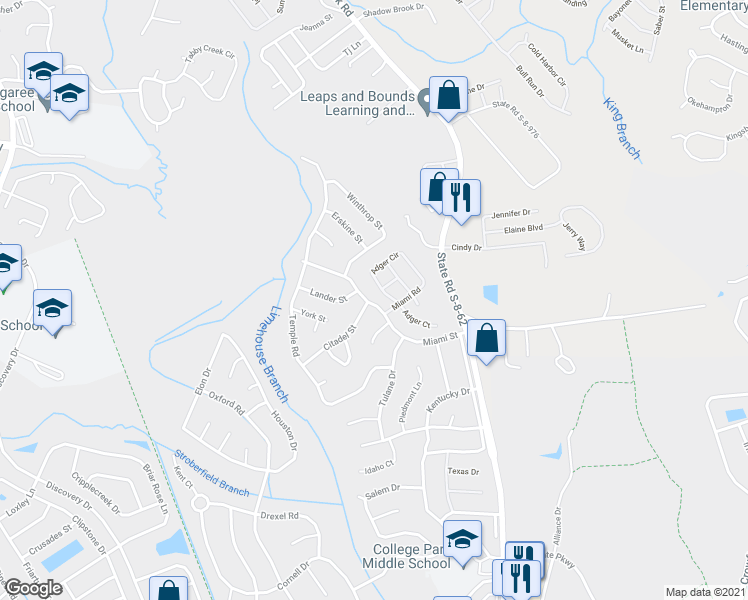 map of restaurants, bars, coffee shops, grocery stores, and more near 300 Miami Street in Ladson