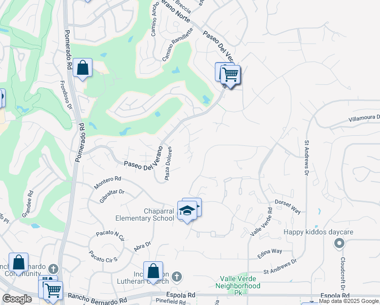 map of restaurants, bars, coffee shops, grocery stores, and more near 12984 Lomas Verdes Drive in Poway