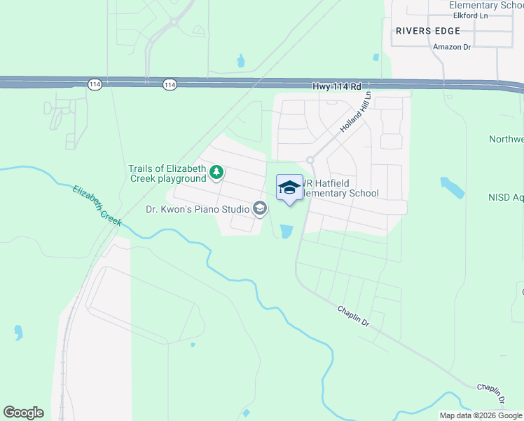 map of restaurants, bars, coffee shops, grocery stores, and more near Unnamed Road in Justin