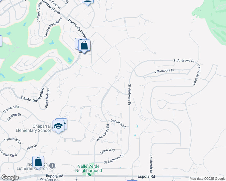 map of restaurants, bars, coffee shops, grocery stores, and more near 17601 Valle Verde Road in Poway