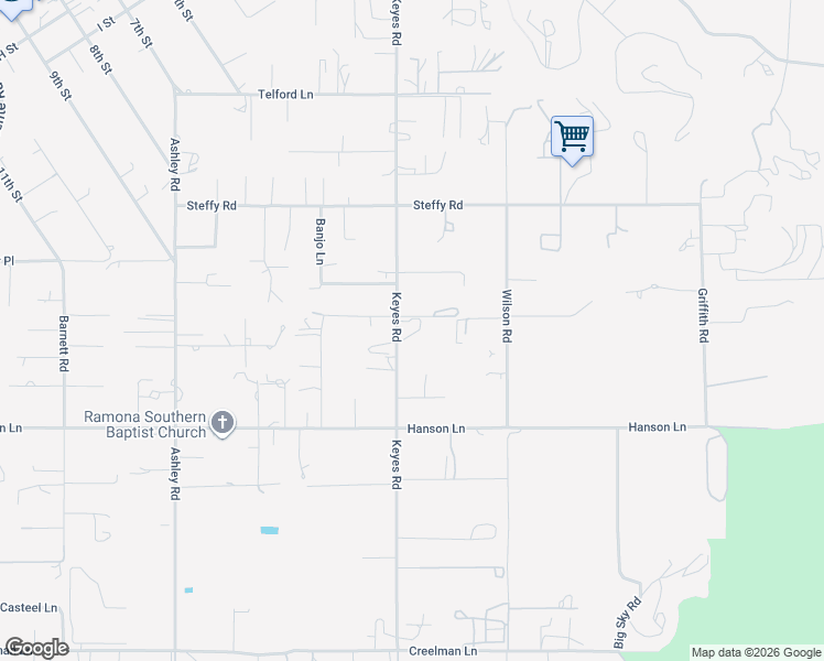 map of restaurants, bars, coffee shops, grocery stores, and more near 1550 Keyes Road in Ramona