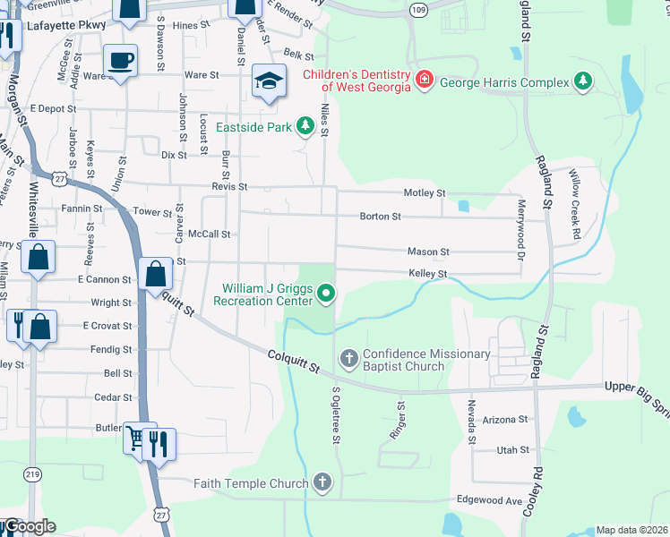 map of restaurants, bars, coffee shops, grocery stores, and more near 906 Kelley Street in LaGrange