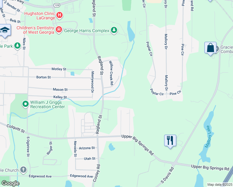 map of restaurants, bars, coffee shops, grocery stores, and more near 130 Cross Creek Drive in LaGrange