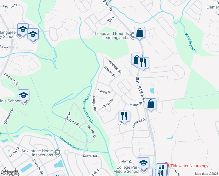 map of restaurants, bars, coffee shops, grocery stores, and more near 409 Miami Street in Ladson