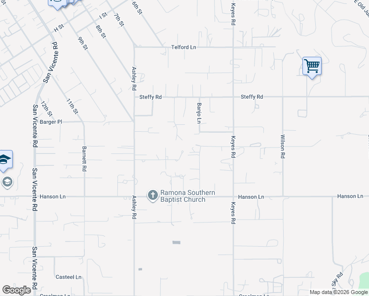 map of restaurants, bars, coffee shops, grocery stores, and more near in Ramona