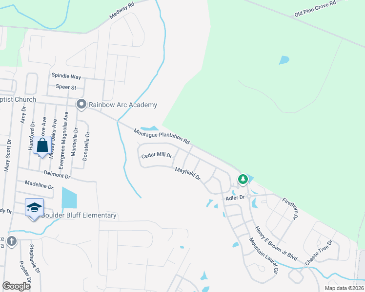 map of restaurants, bars, coffee shops, grocery stores, and more near 288 Mayfield Drive in Goose Creek