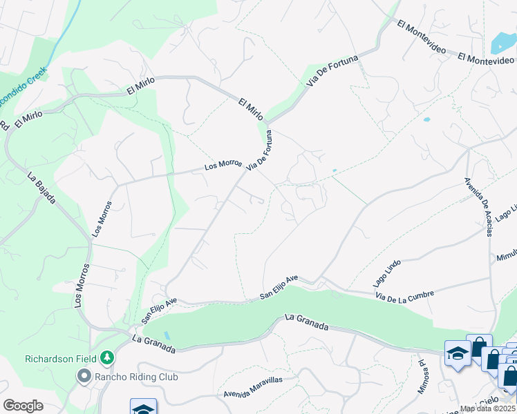 map of restaurants, bars, coffee shops, grocery stores, and more near 17549 Via De Fortuna in Rancho Santa Fe