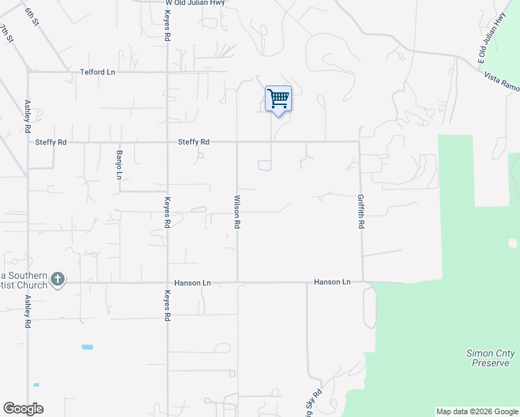 map of restaurants, bars, coffee shops, grocery stores, and more near 1566 Wilson Road in Ramona