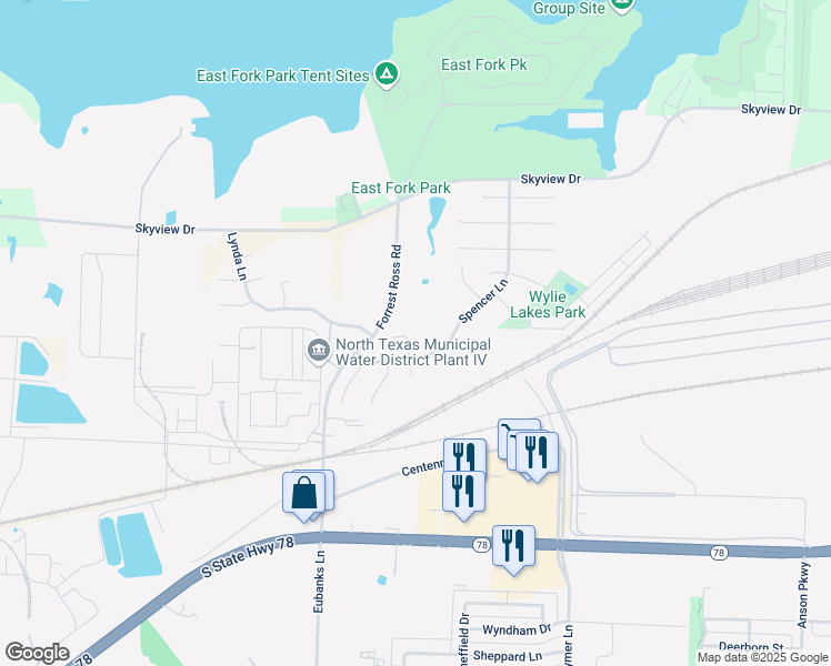 map of restaurants, bars, coffee shops, grocery stores, and more near 808 Scotland Way in Wylie