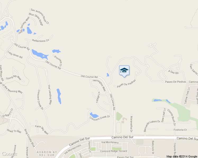 map of restaurants, bars, coffee shops, grocery stores, and more near Old Course Road in San Diego