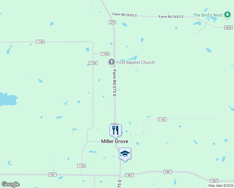 map of restaurants, bars, coffee shops, grocery stores, and more near 7245 Farm to Market 275 in Cumby
