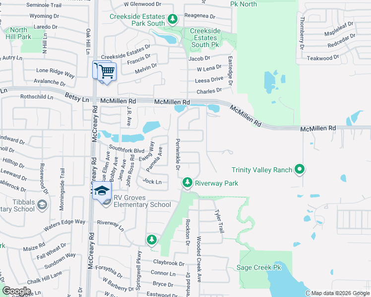 map of restaurants, bars, coffee shops, grocery stores, and more near 3013 Sawgrass Drive in Wylie