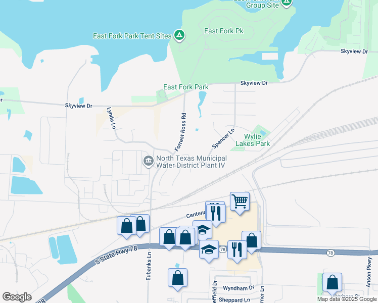 map of restaurants, bars, coffee shops, grocery stores, and more near 808 Scotland Way in Wylie
