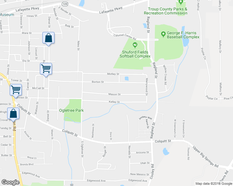 map of restaurants, bars, coffee shops, grocery stores, and more near 1015 Mason Street in LaGrange