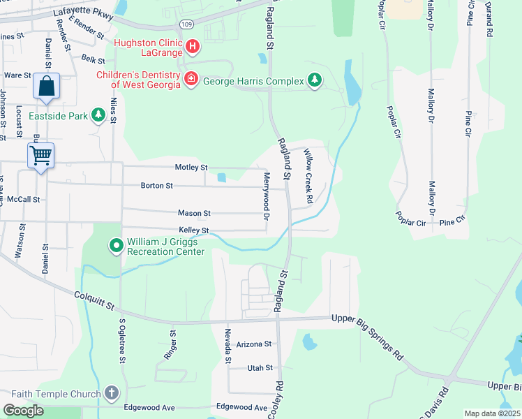 map of restaurants, bars, coffee shops, grocery stores, and more near 1061 Mason Street in LaGrange