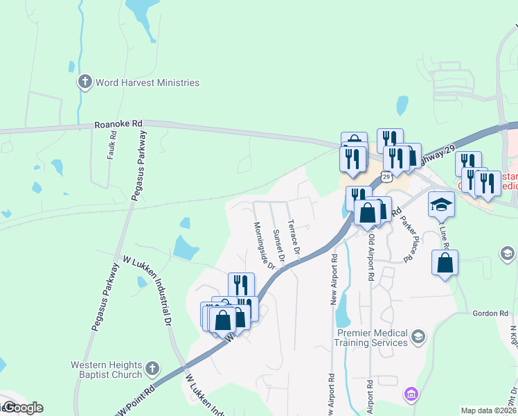 map of restaurants, bars, coffee shops, grocery stores, and more near 130 Morningside Drive in LaGrange