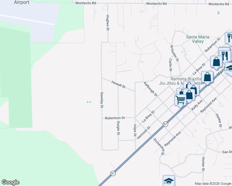 map of restaurants, bars, coffee shops, grocery stores, and more near 272 Durgin Street in Ramona