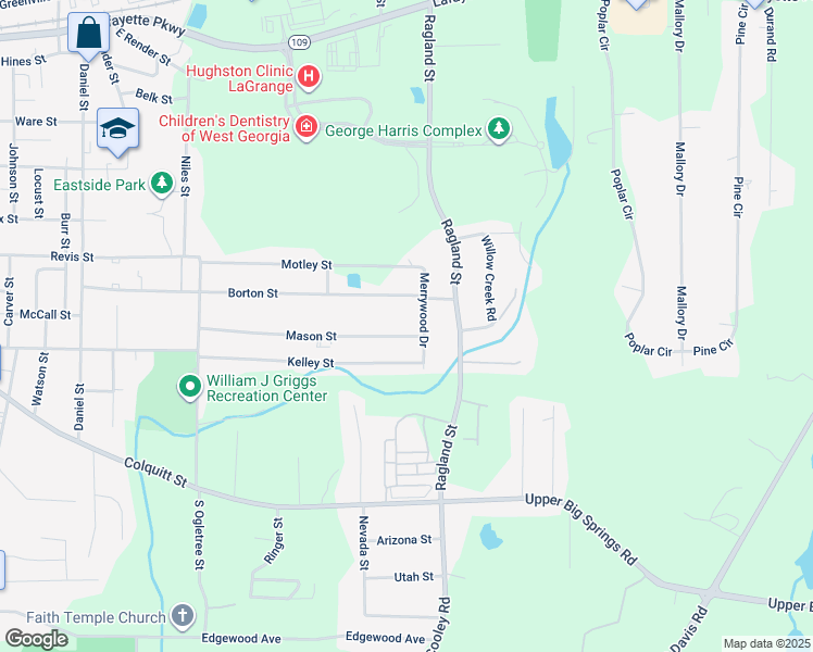 map of restaurants, bars, coffee shops, grocery stores, and more near 1061 Mason Street in LaGrange