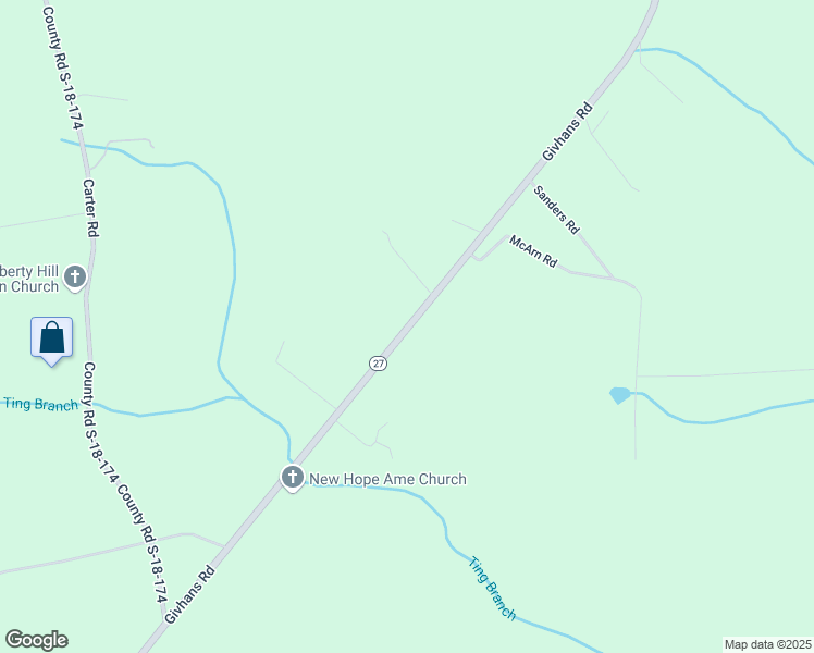 map of restaurants, bars, coffee shops, grocery stores, and more near 1337 Givhans Road in Ridgeville