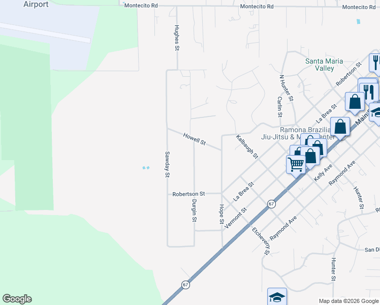 map of restaurants, bars, coffee shops, grocery stores, and more near 272 Durgin Street in Ramona