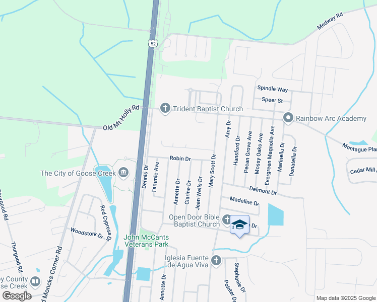 map of restaurants, bars, coffee shops, grocery stores, and more near 121 Saint Charles Way in Goose Creek