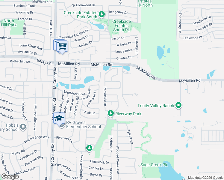 map of restaurants, bars, coffee shops, grocery stores, and more near 3013 Sawgrass Drive in Wylie