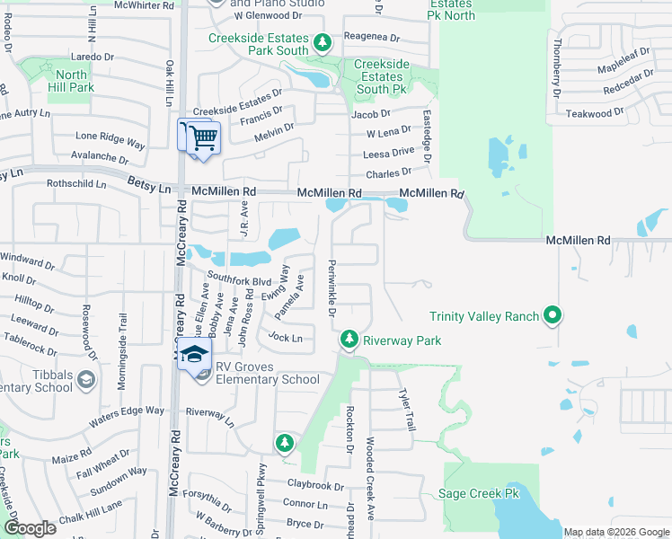 map of restaurants, bars, coffee shops, grocery stores, and more near 3021 Sawgrass Drive in Wylie